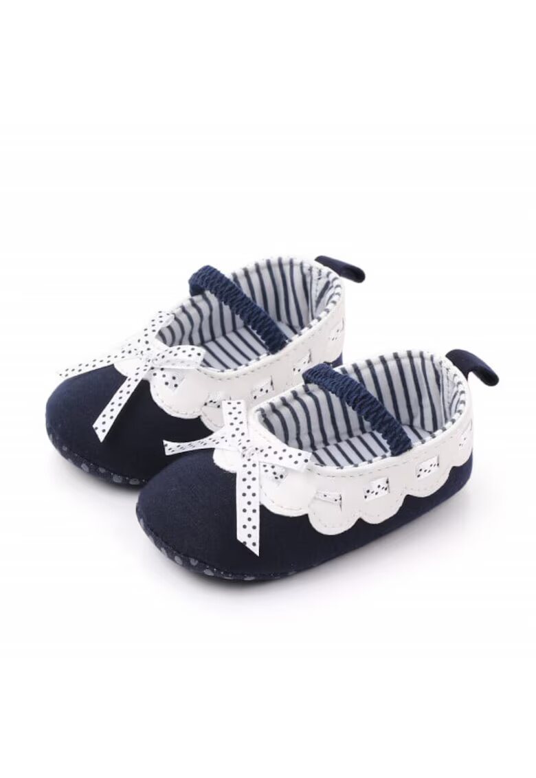 Superbaby Pantofi Model AL 15091 cu volanas alb pentru bebelusi - Textil - Bleumarin - Bleumarin