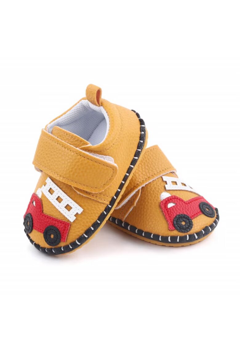 Superbaby Pantofi pentru bebelusi Model AL 20118 Masinuta - Piele ecologica - Baieti - 3-6 luni - Maro -