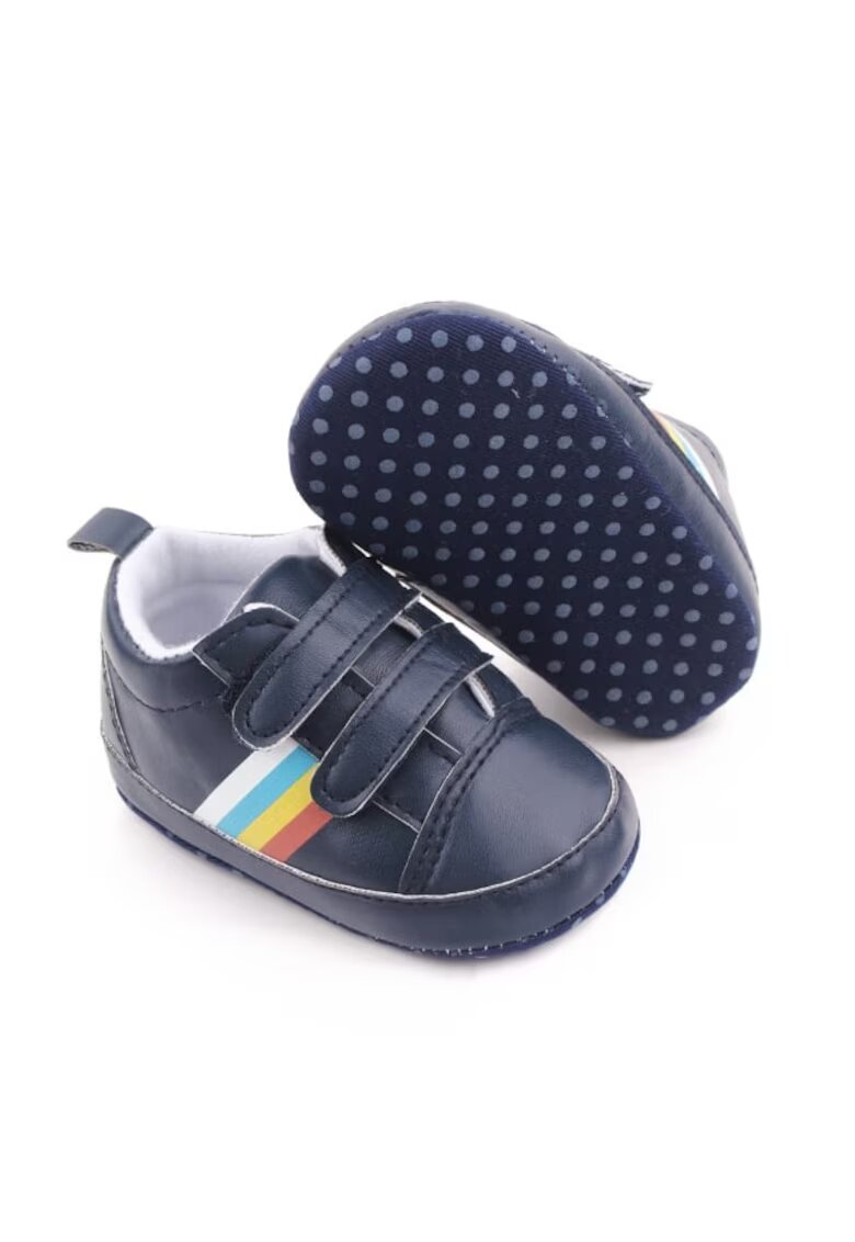 Superbaby Pantofi sport Model AL 16340 cu dungi multicolore - pentru bebelusi - Piele ecologica - Bleumarin - Bleumarin