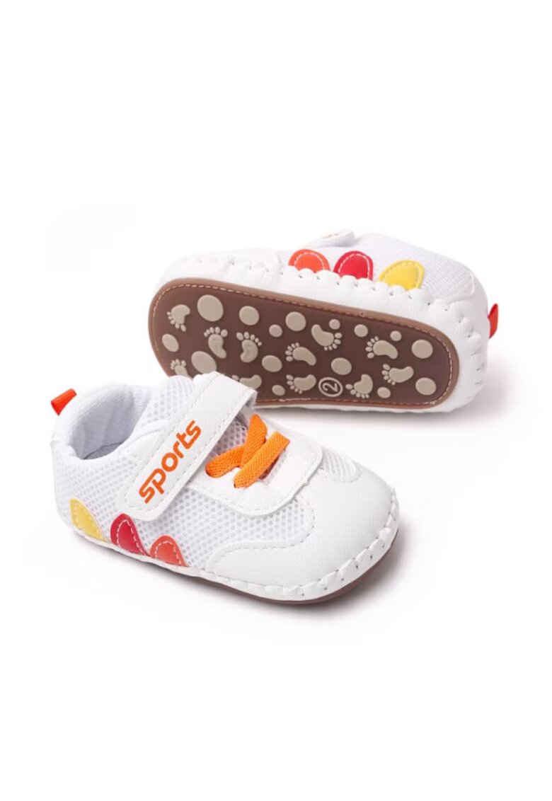 Superbaby Pantofi sport Model AL 16944 Leaves - pentru bebelusi - Textil - Alb