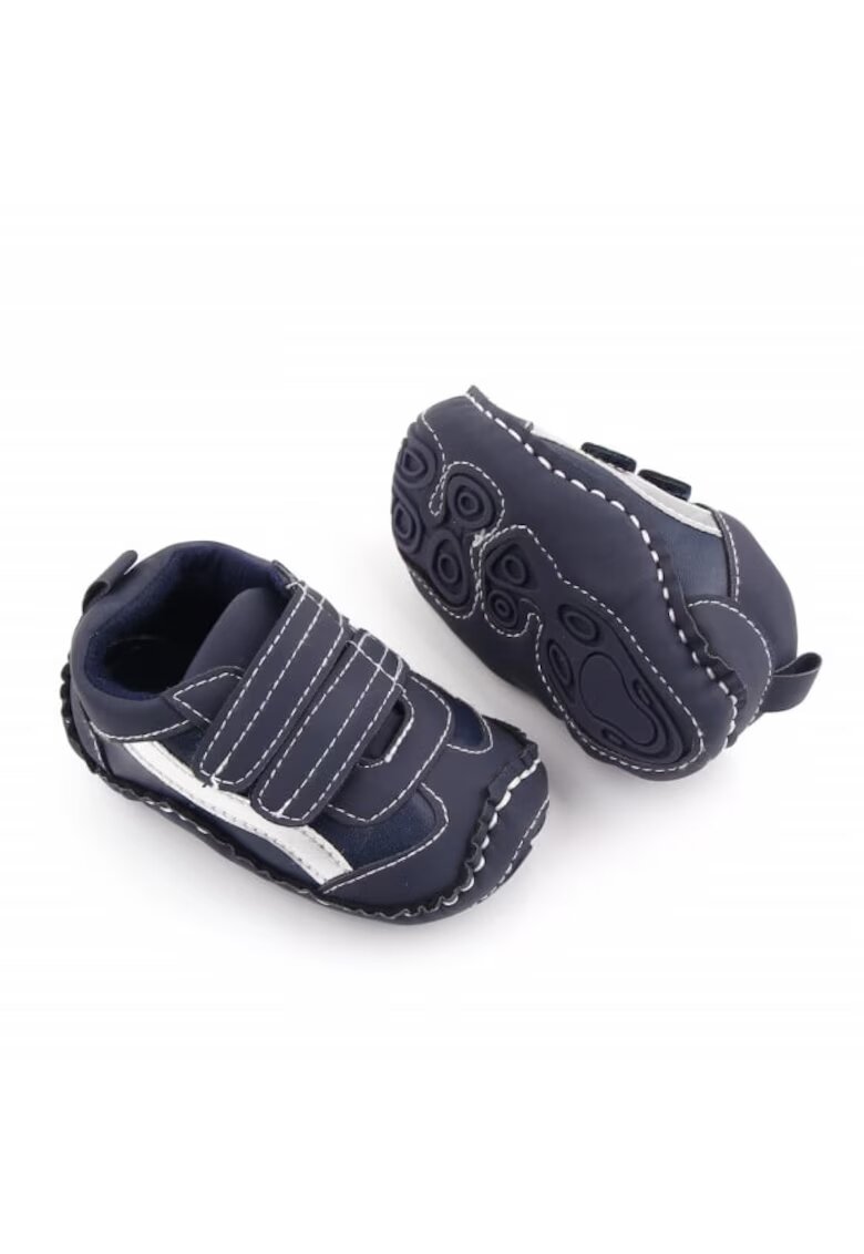Superbaby Pantofi sport Model AL 19655 cu dunga argintie - Pentru bebelusi - Textil - Baieti - 3-6 luni - Bleumarin -