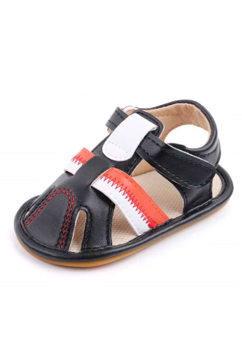 Superbaby Sandale Pentru Baietei - Cu Dungi - Casual - Piele ecologica - Negru