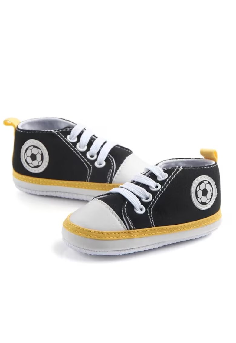 Superbaby Tenisi Pantofi copii - Model Football - Casual - Textil - Baieti - Siret - Negru