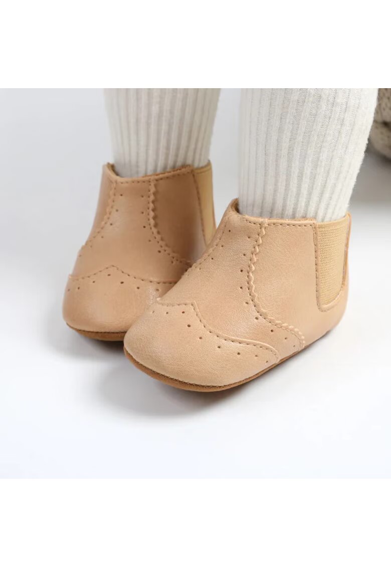 SuperBebeShop Cizmulite scurte Simply - pentru bebelusi - SuperBaby - Model AL 39714 - Piele ecologica - 12-18 luni - Unisex - Crem -