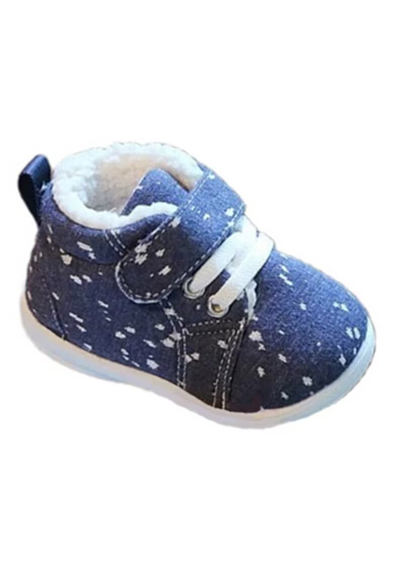 SuperBebeShop Pantofi Imblaniti - Model Cu Picatele - Textil - Baieti/ Fete - Velcro - Albastru