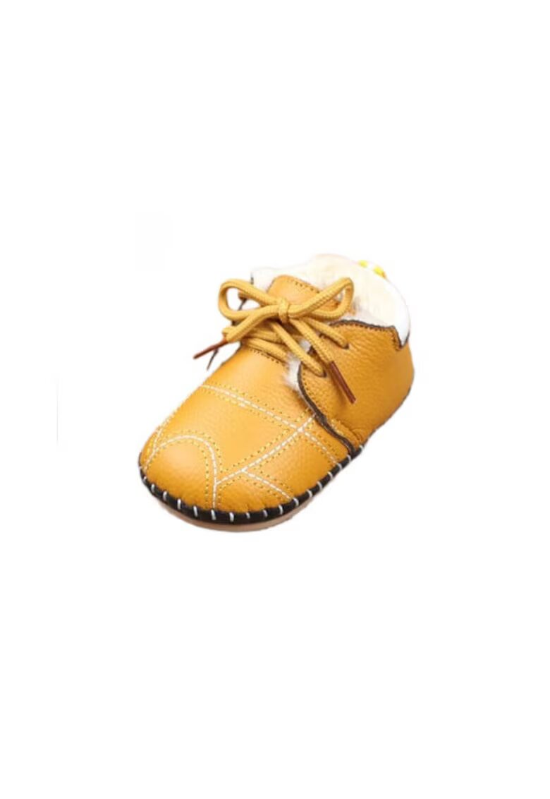 SuperBebeShop Pantofi Imblaniti - Piele ecologica - Baieti/ Fete - Siret - Galben Mustar