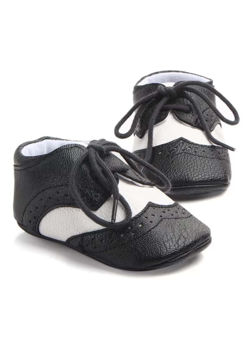 SuperBebeShop Pantofiori IDD0772-1-r1 pentru bebelusi - alb cu negru