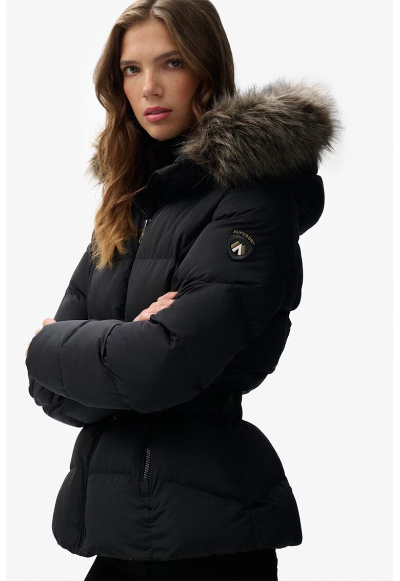 Superdry  Co Geaca cu blana sintetica si curea Fuji - Negru