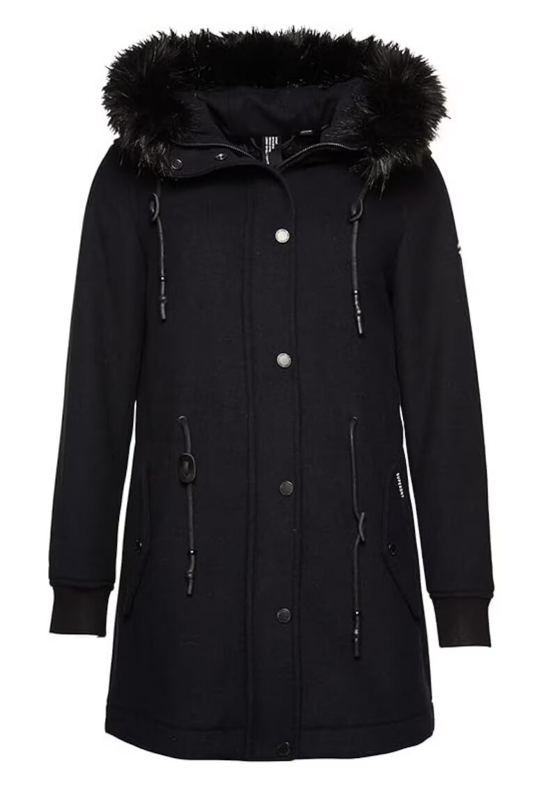 Superdry  Co Geaca lunga cu gluga si buzunare -