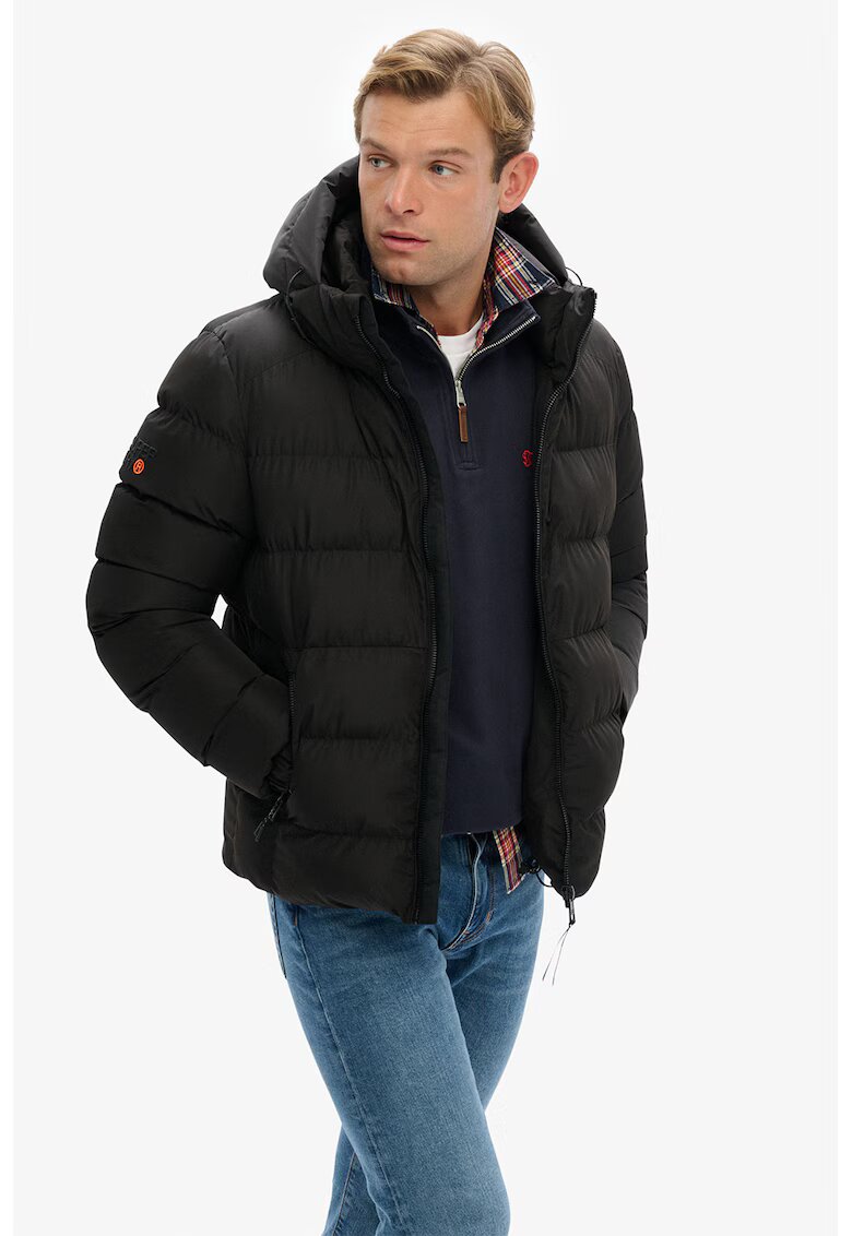 Superdry  Co Geaca matlasata cu buzunare cu fermoar - Negru stins