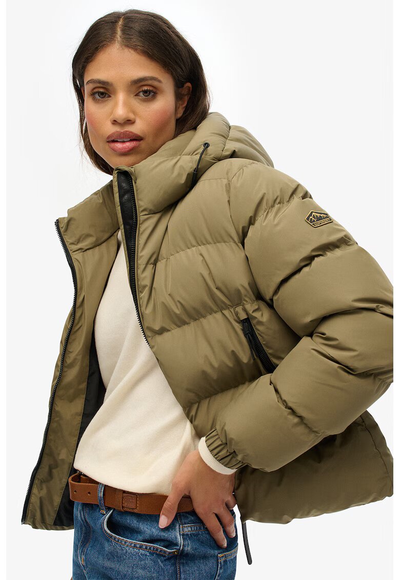 Superdry  Co Geaca scurta bufanta cu gluga - Verde pal