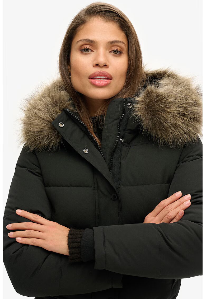 Superdry  Co Jacheta bomber cu vatelina si blana sintetica Everest - Negru