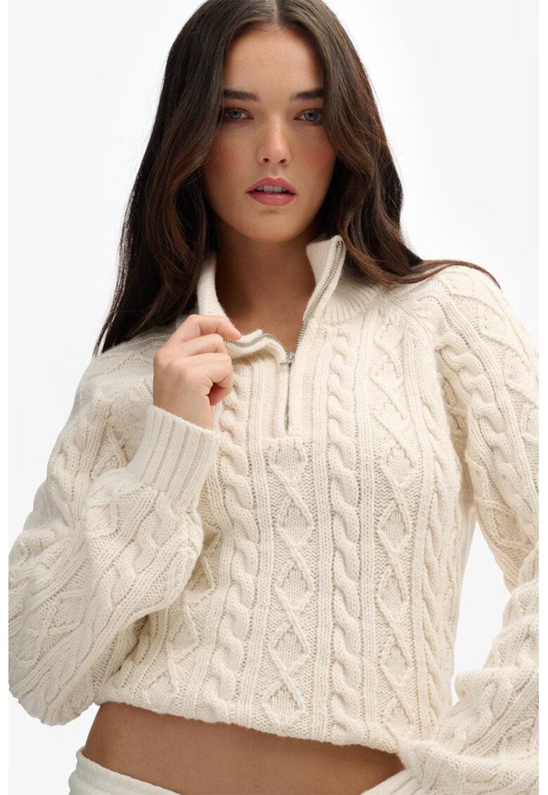 Superdry  Co Pulover cu torsade - Alb fildes