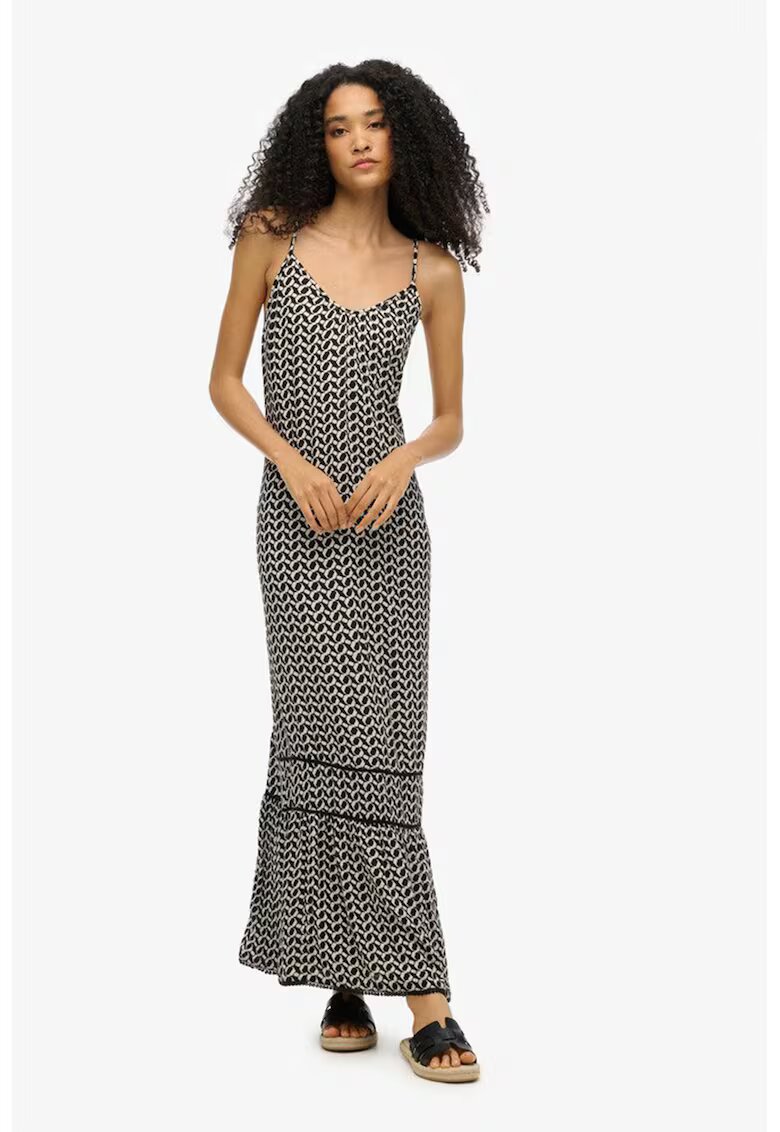 Superdry  Co Rochie lunga cu decupaj pe spate - Alb/Negru