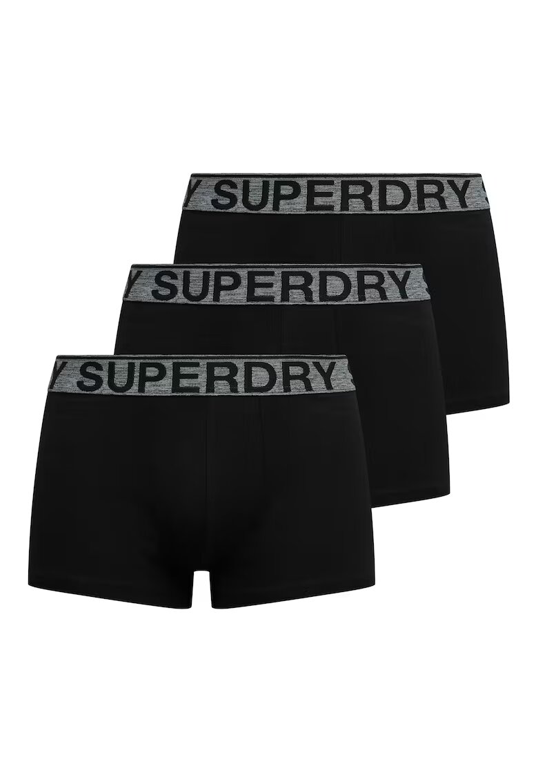 Superdry  Co Set de boxeri cu banda logo in talie - 3 perechi - Negru/Gri
