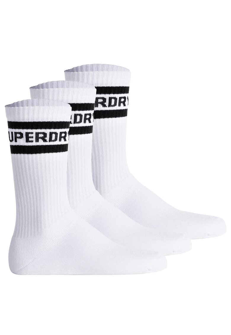 Superdry  Co Set de sosete lungi unisex Coolmax - 3 perechi - Alb