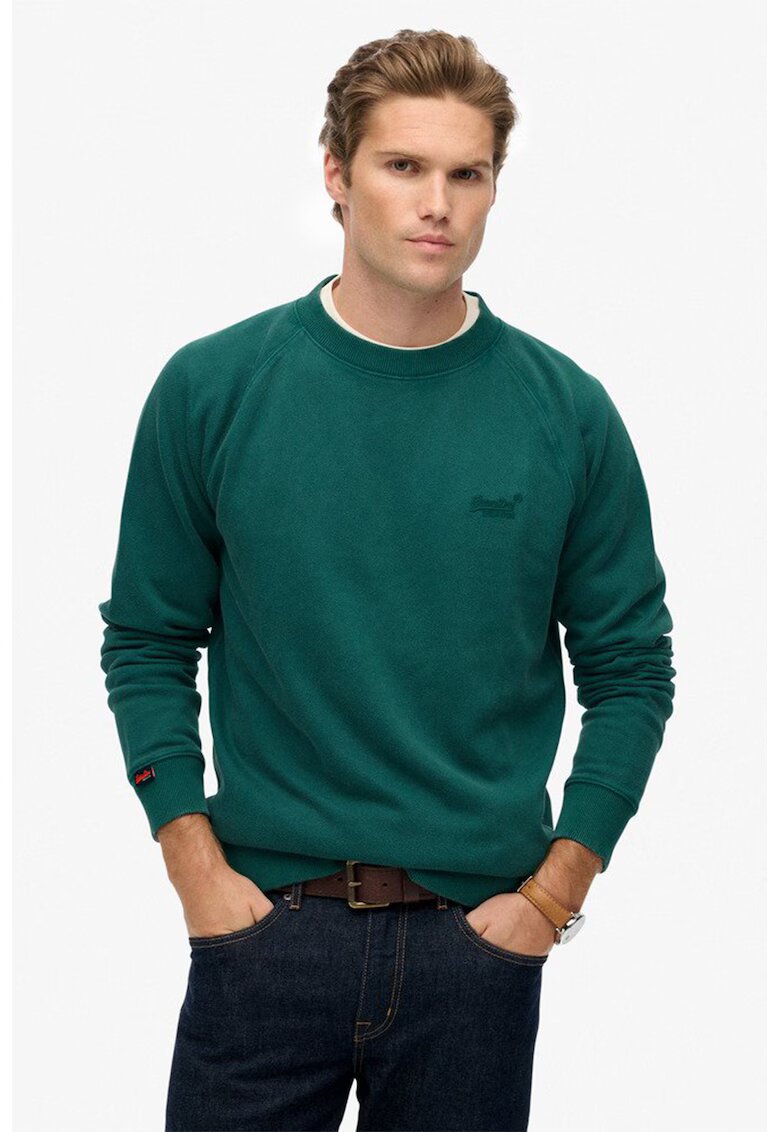 Superdry  Co SUPERDRY - Bluza de trening texturata cu maneci raglan Essential - Verde englez