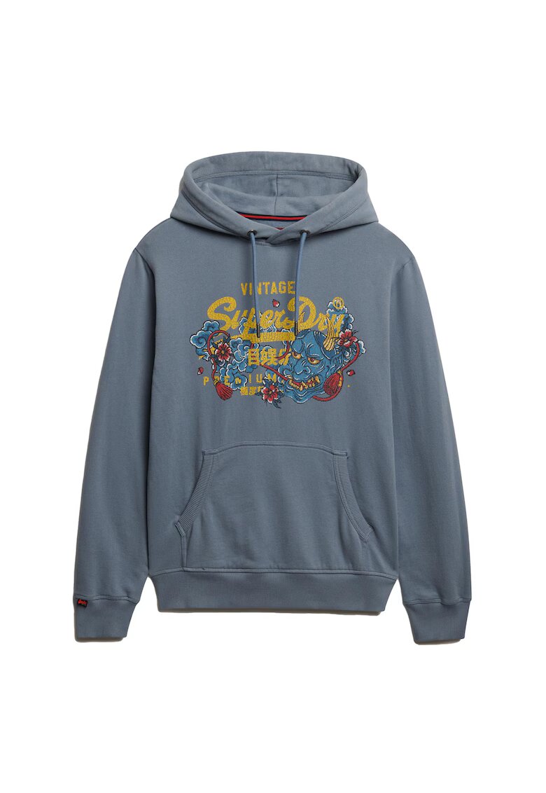 Superdry  Co SUPERDRY - Hanorac din amestec de bumbac cu model grafic - Albastru