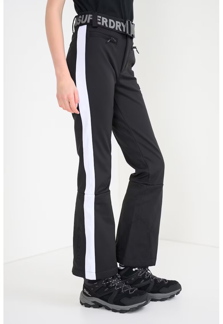 Superdry  Co SUPERDRY - Pantaloni impermeabili cu cordon cu model logo in talie pentru ski Luxe - Negru