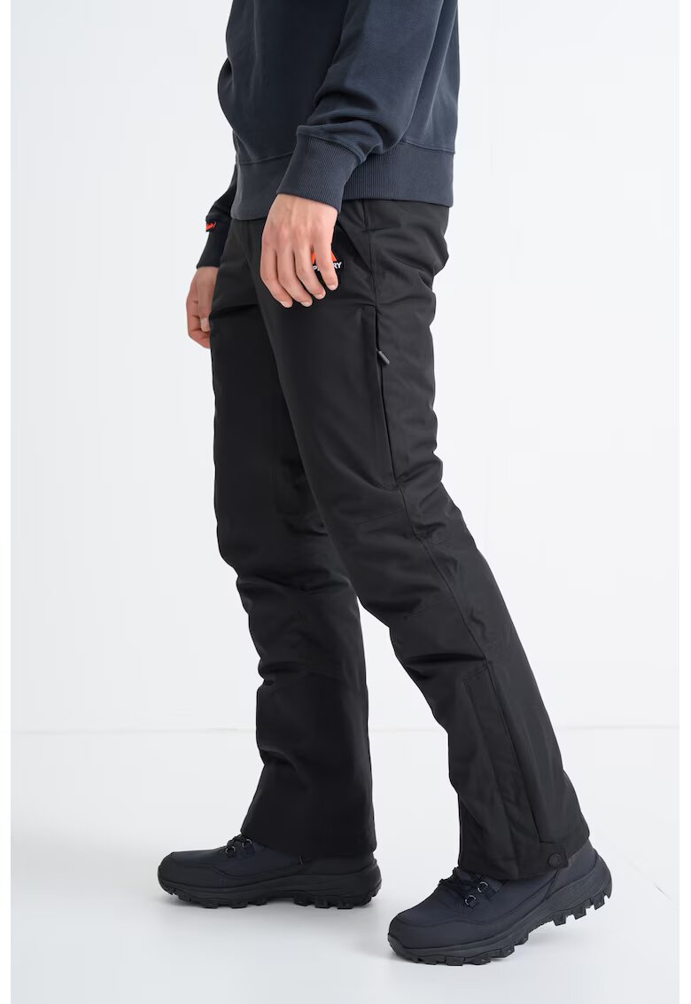 Superdry  Co SUPERDRY - Pantaloni slim fit cu slituri laterale pentru ski - Negru
