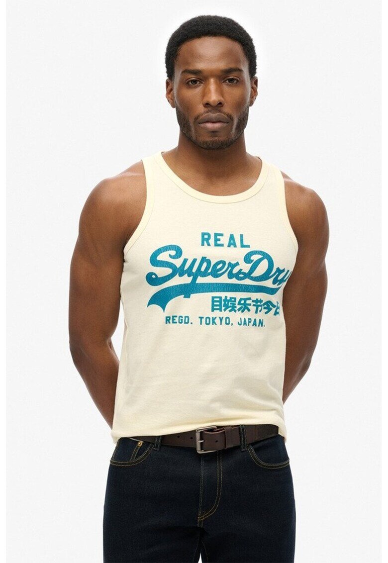 Superdry  Co Top cu imprimeu text - Turcoaz/Crem