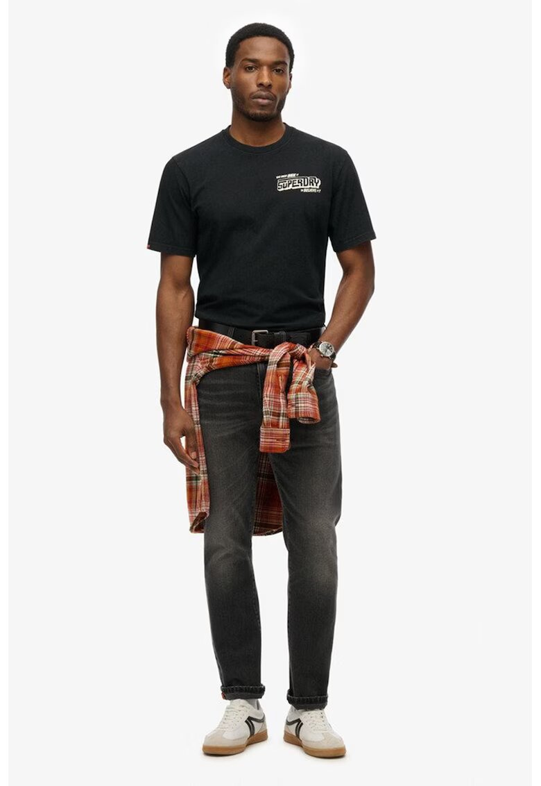 Superdry  Co Tricou cu decolteu la baza gatului si imprimeu pe partea din spate - Alb/Negru