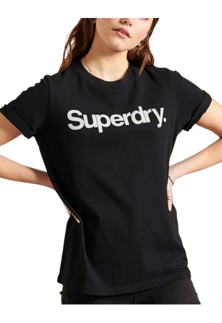 Superdry  Co Tricou cu decolteu la baza gatului si logo -