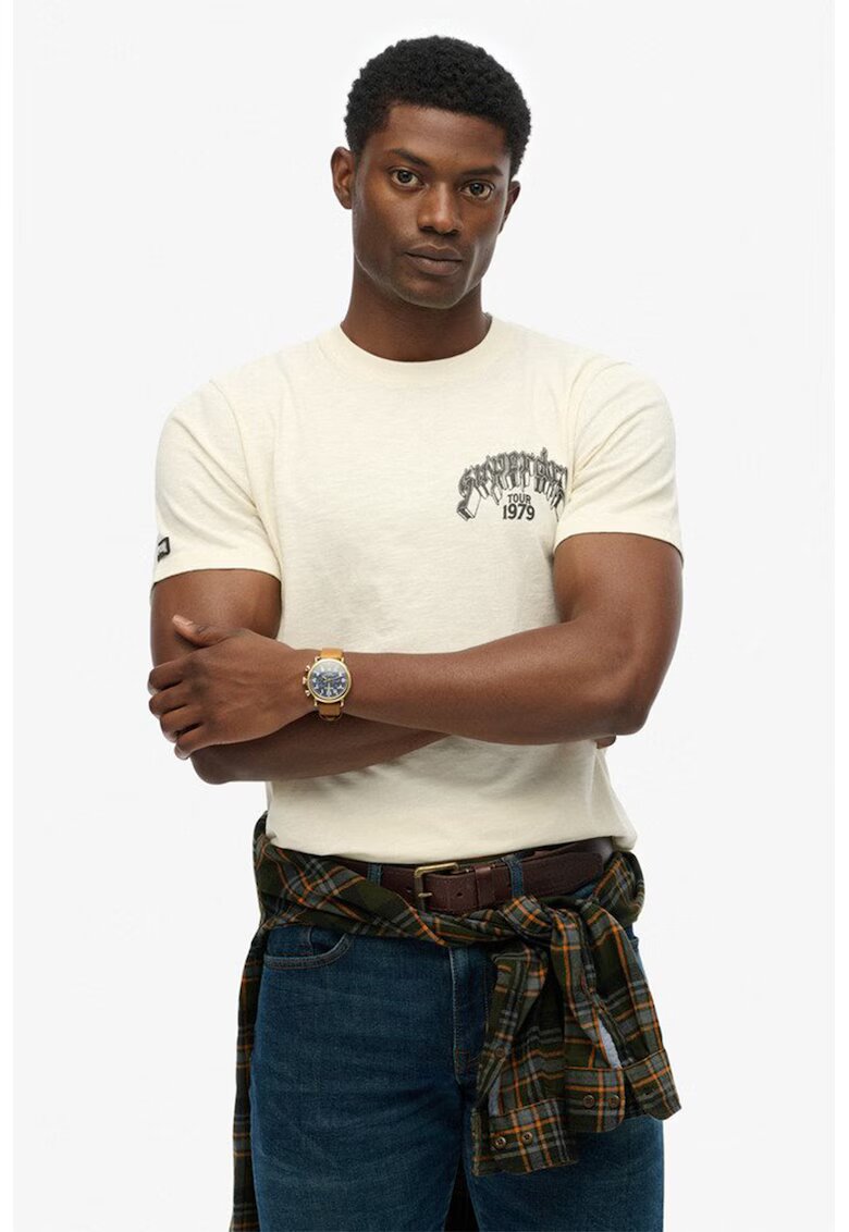 Superdry  Co Tricou lejer cu imprimeu pe spate Ovin Biker - Portocaliu pal/Crem/Verde persan