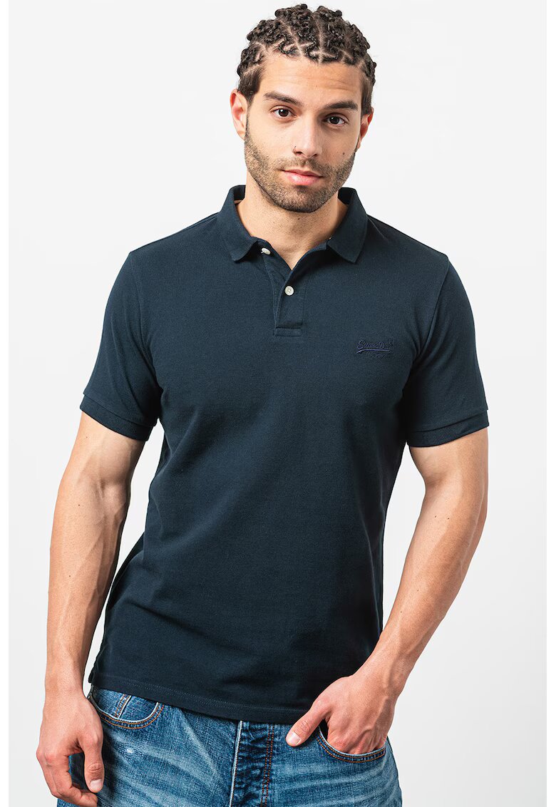 Superdry  Co Tricou polo din bumbac pique Classic - Albastru ultramarin