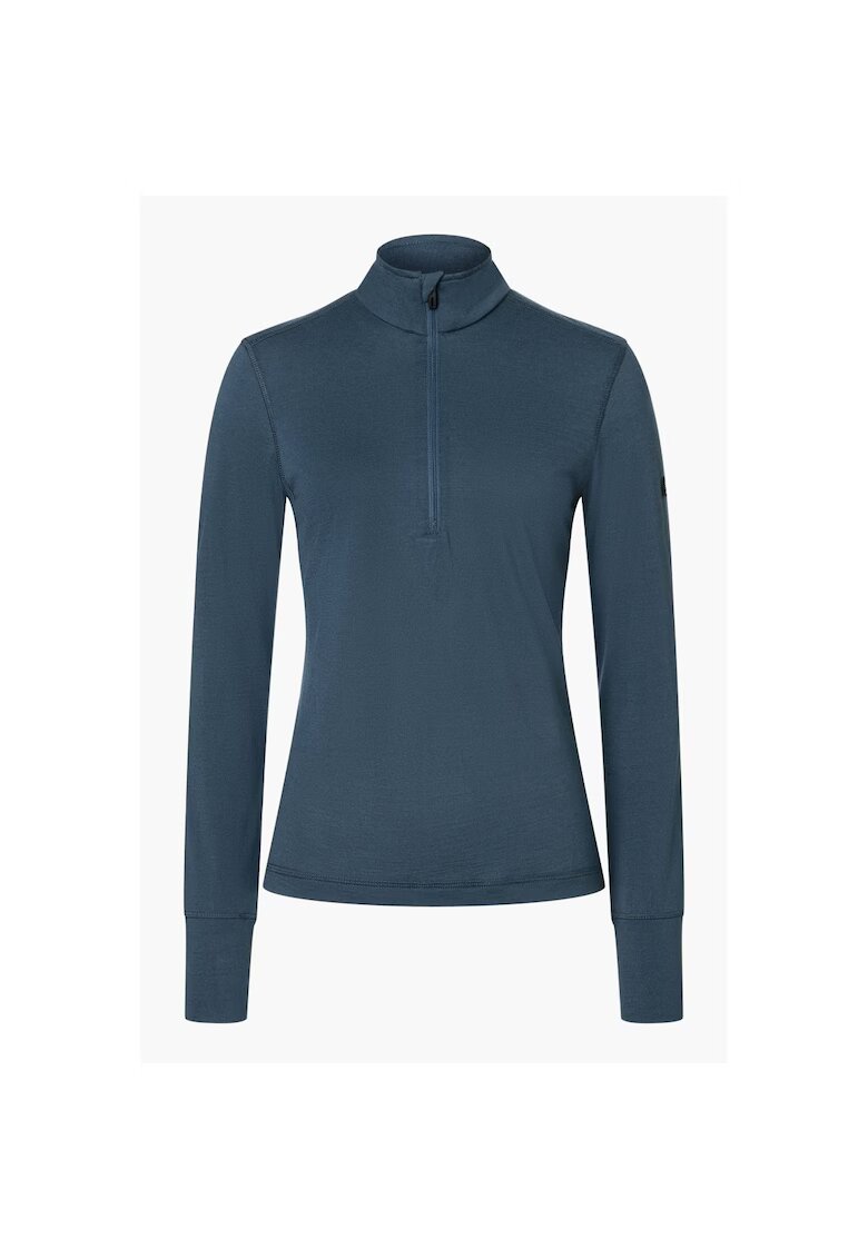Supernatural Bluza de corp din amestec de lana TUNDRA175 ZIP 1/4 - pentru dame - culoarea albastru - Albastru