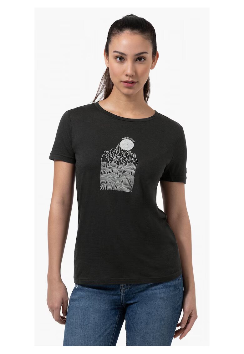 Supernatural Tricou din amestec de lana Preikestolen Cliffs - Negru
