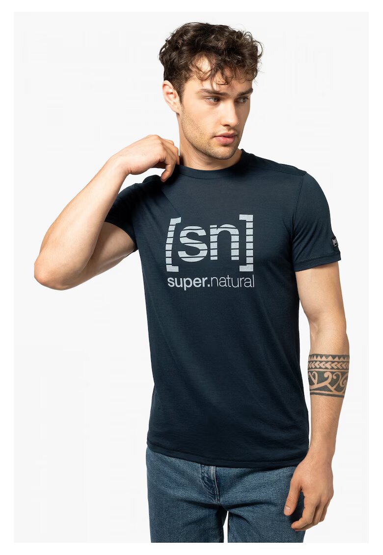 Supernatural Tricou din lana pentru barbati SN – Grid logo albastru - marimea