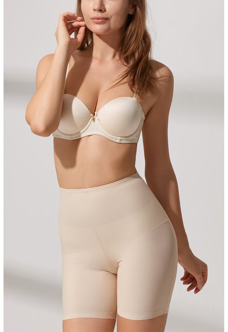 Suwen Colanti scurti fara cusaturi cu model uni si efect modelator - Bej