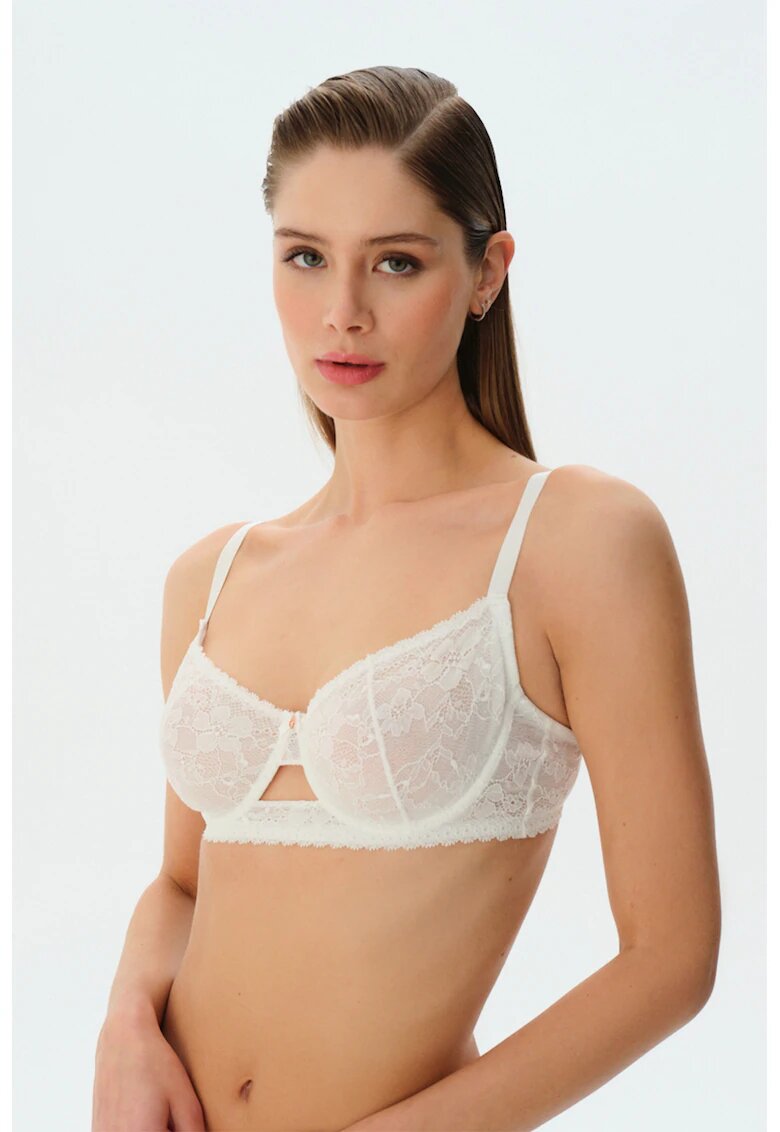 Suwen Sutien balconette din dantela cu decupaj Liona Lacy - Alb