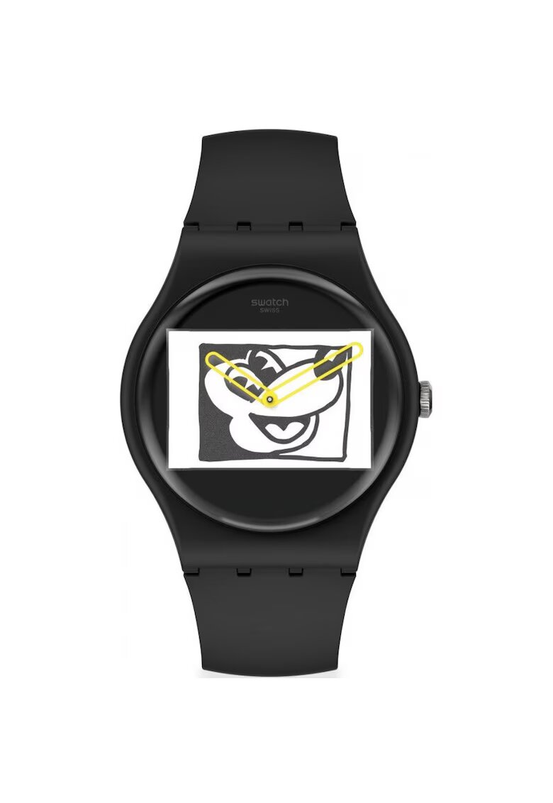 Swatch 1217357593-Ceas Keith Haring Mickey Blanc Sur Noir - Negru
