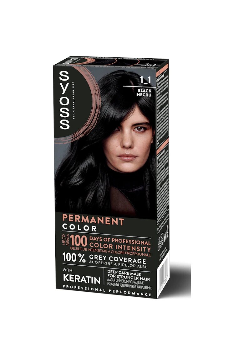 Syoss Vopsea de par permanenta Color Baseline 115 ml - Negru