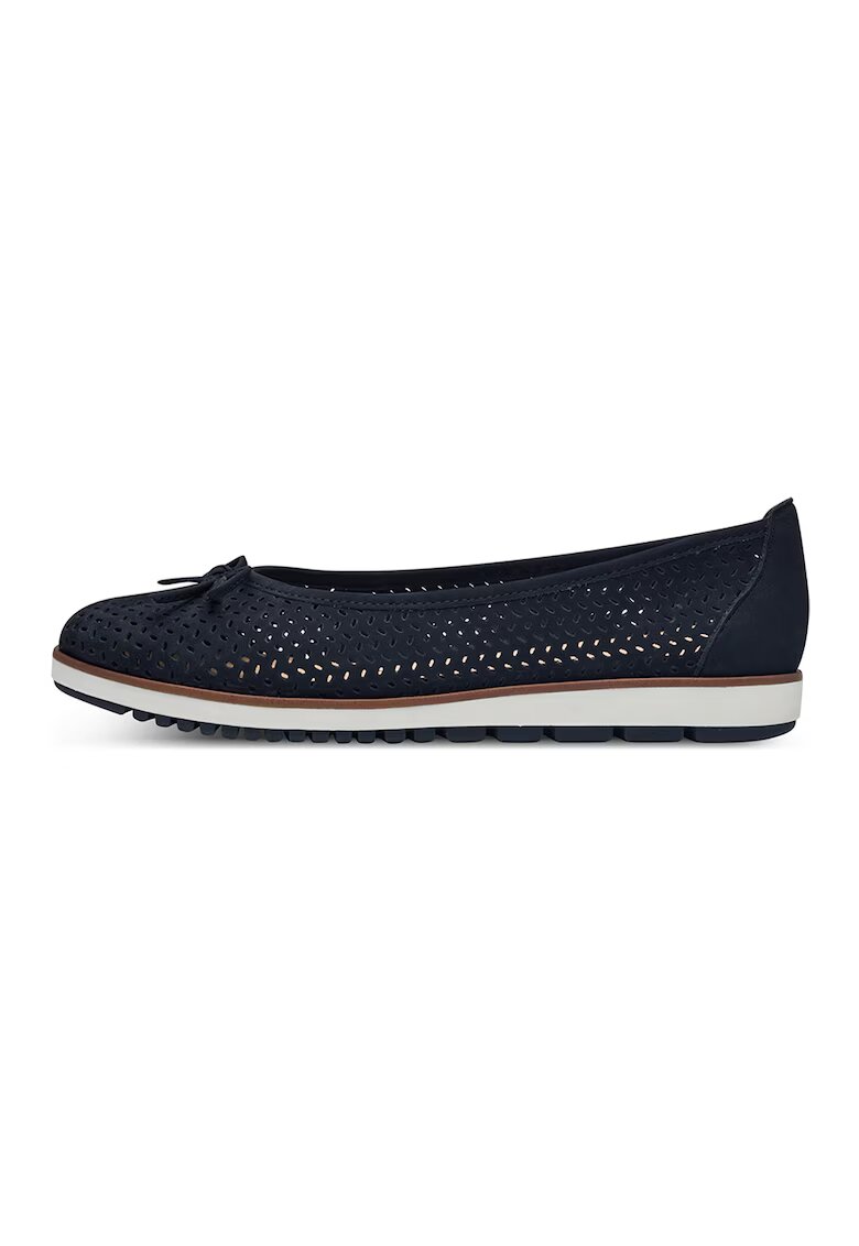 Tamaris Balerini de piele cu model cu decupaje - Bleumarin