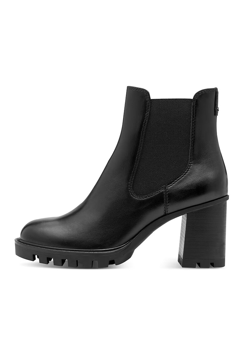 Tamaris Botine Chelsea de piele si piele ecologica - Negru