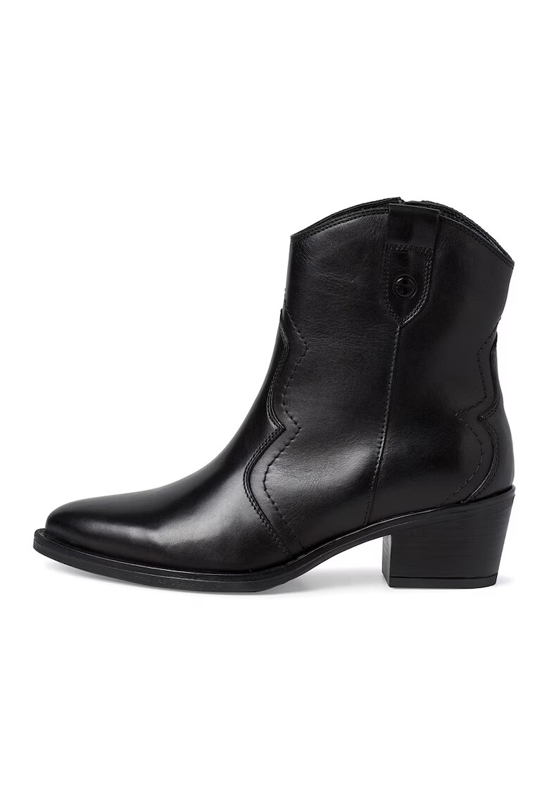 Tamaris Botine cowboy cu fermoar - Negru