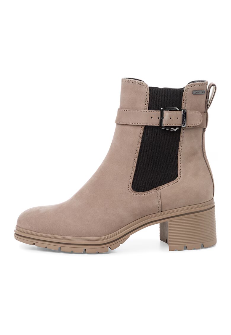 Tamaris Botine din piele nabuc - Maro taupe deschis