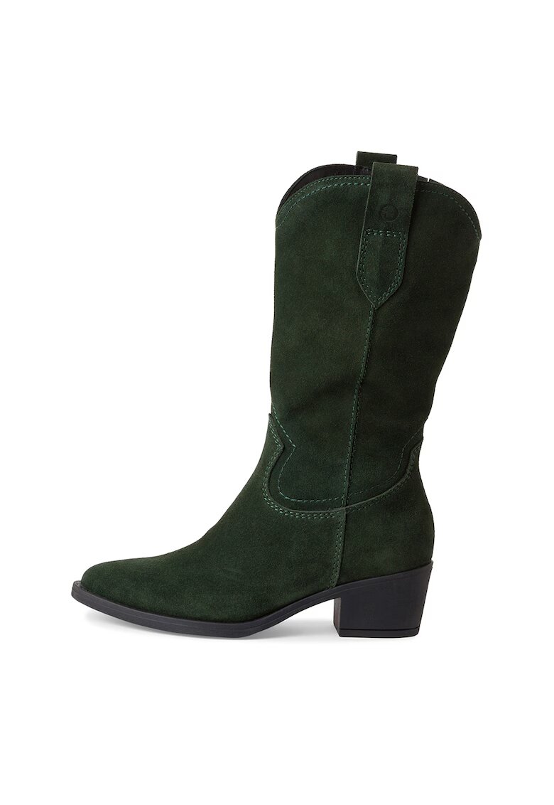 Tamaris Cizme medii cowboy din piele cu varf ascutit - Verde