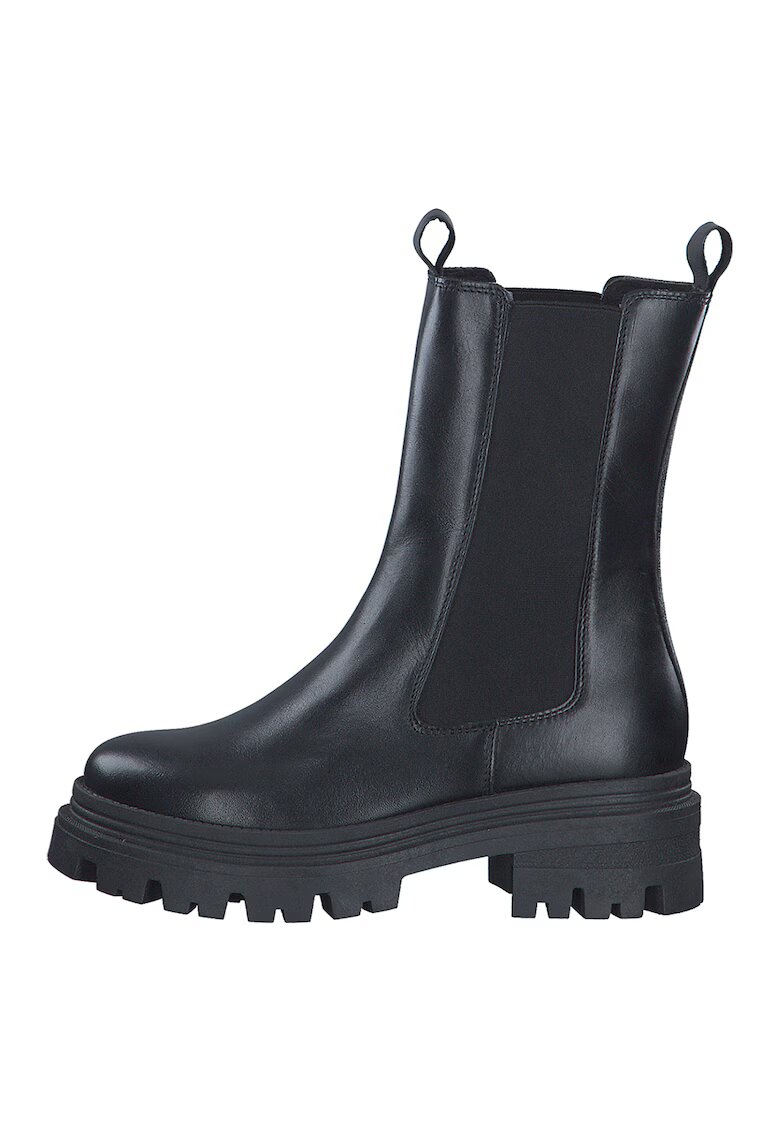 Tamaris Cizme mid-calf Chelsea din piele - Negru