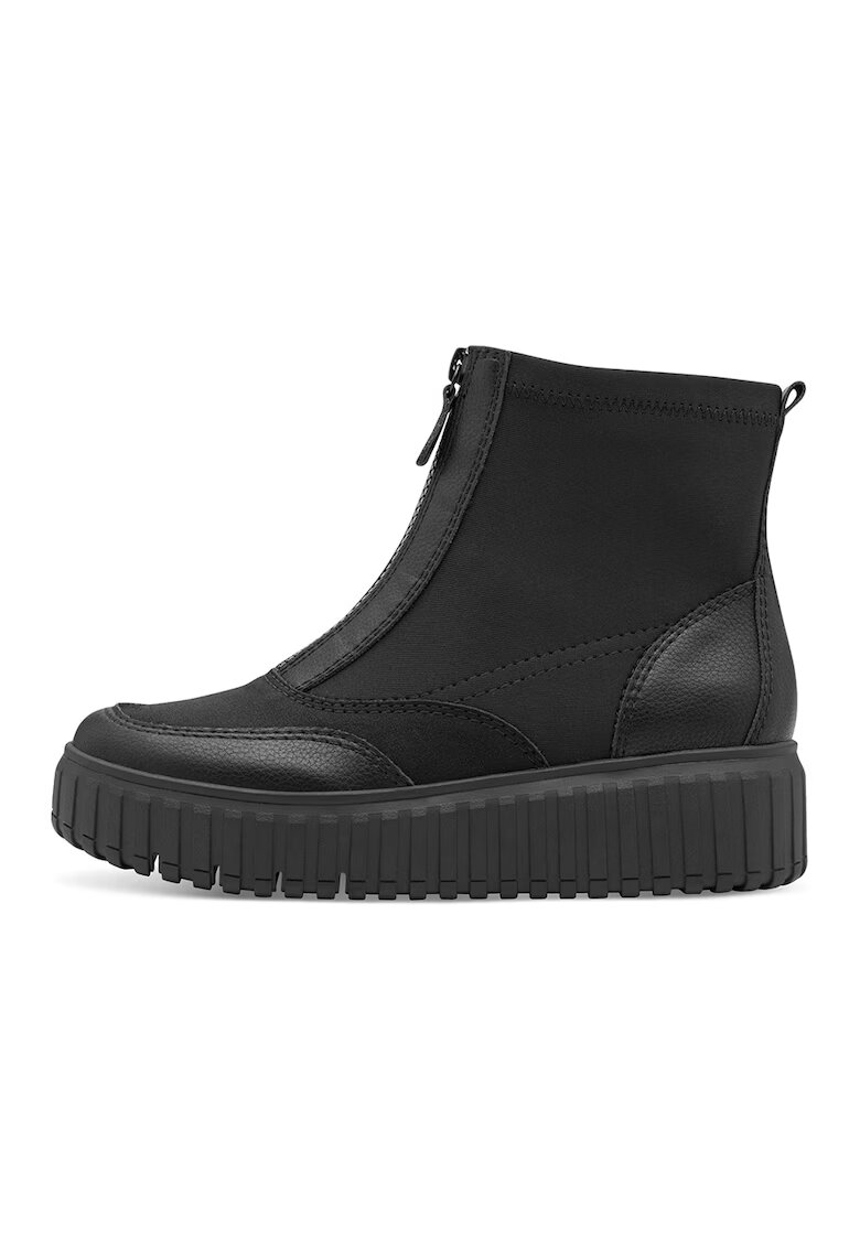 Tamaris Comfort Ghete de piele cu garnituri din material textil - Negru