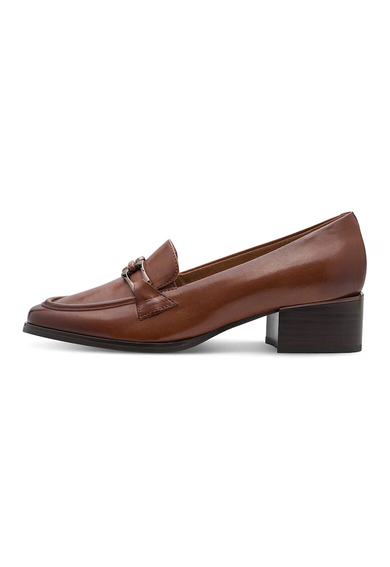 Tamaris Comfort Pantofi loafer de piele ecologica cu toc masiv - Maro cognac/Maro