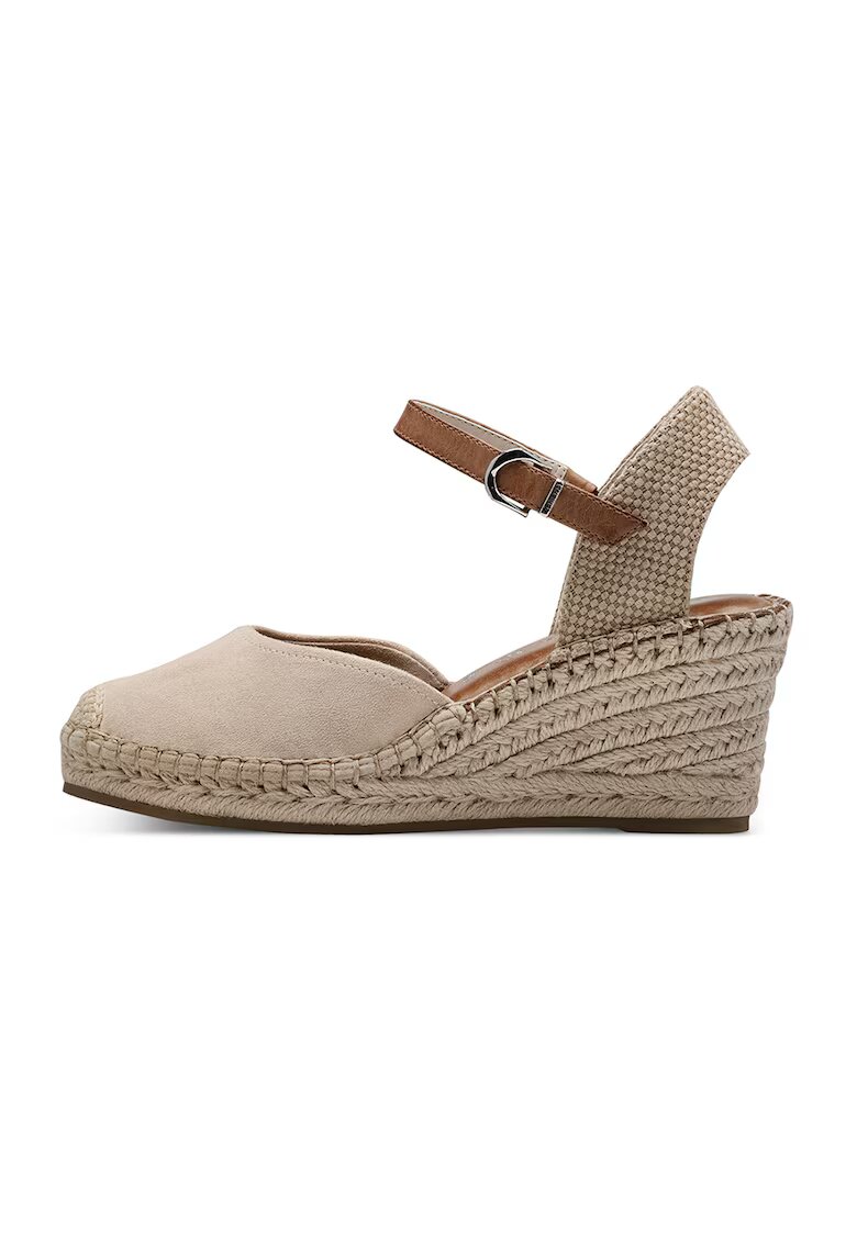 Tamaris Espadrile wedge cu aspect impletit - Maro taupe deschis