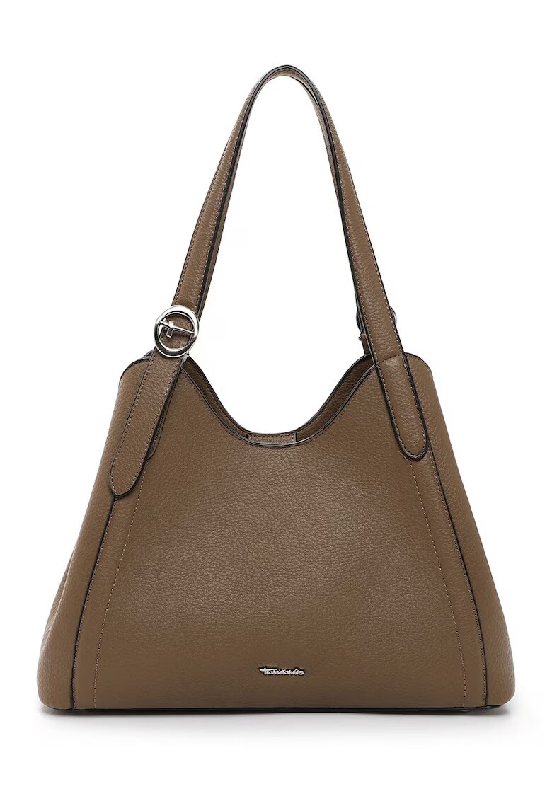 Tamaris Geanta shopper din piele ecologica cu logo metalic discret - Maro taupe