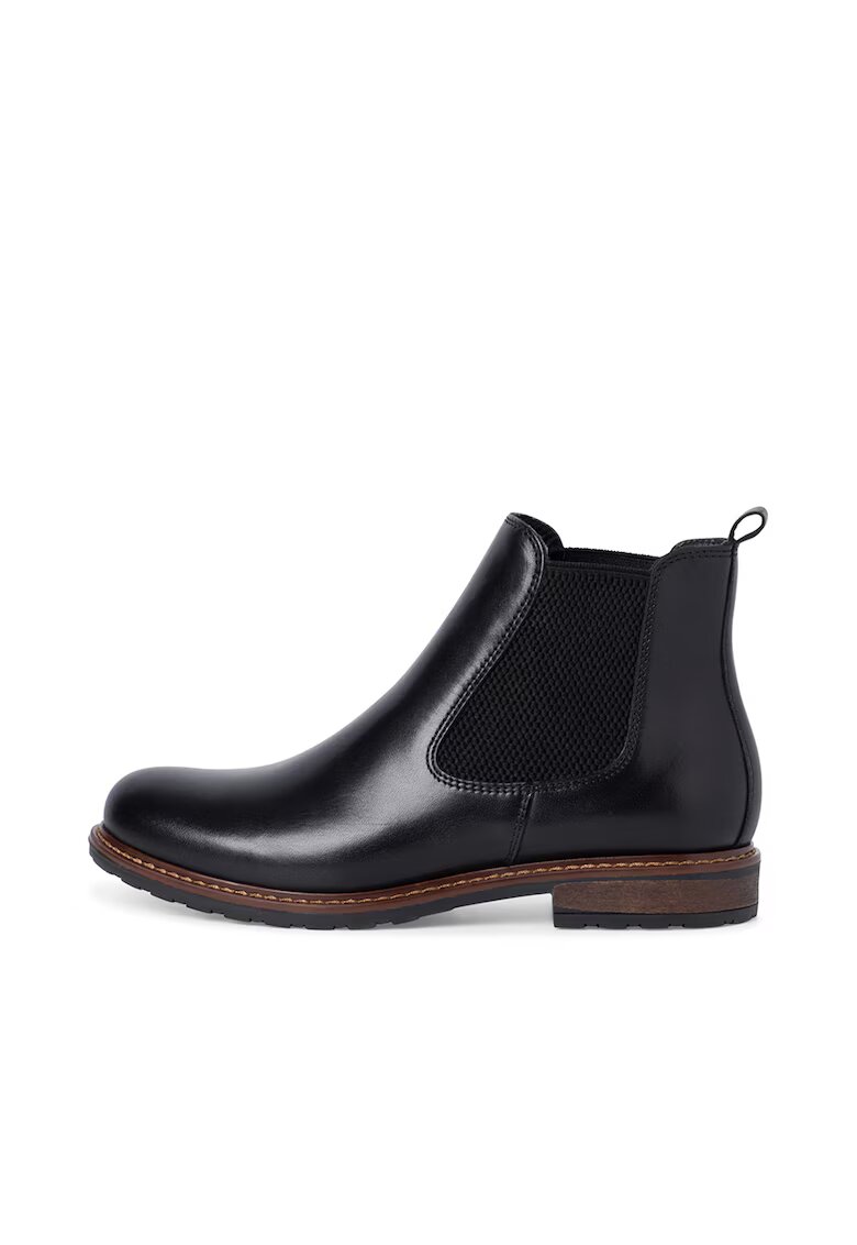 Tamaris Ghete Chelsea de piele - Negru