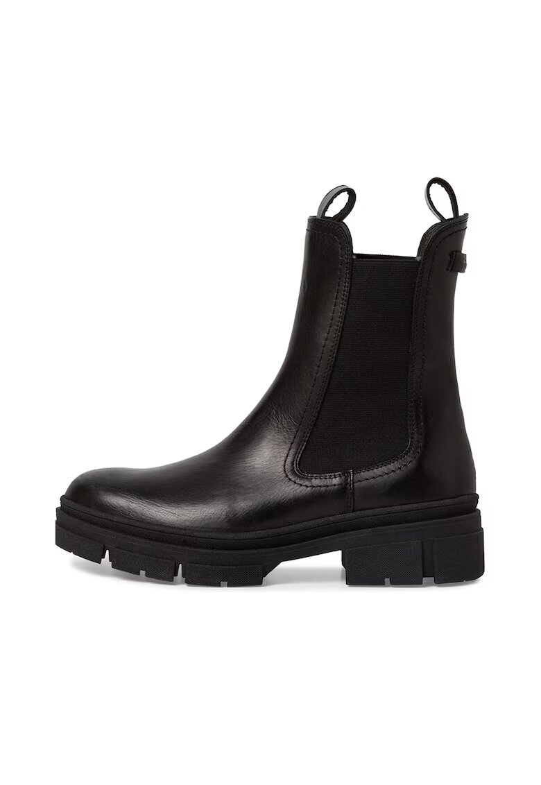 Tamaris Ghete Chelsea de piele - Negru