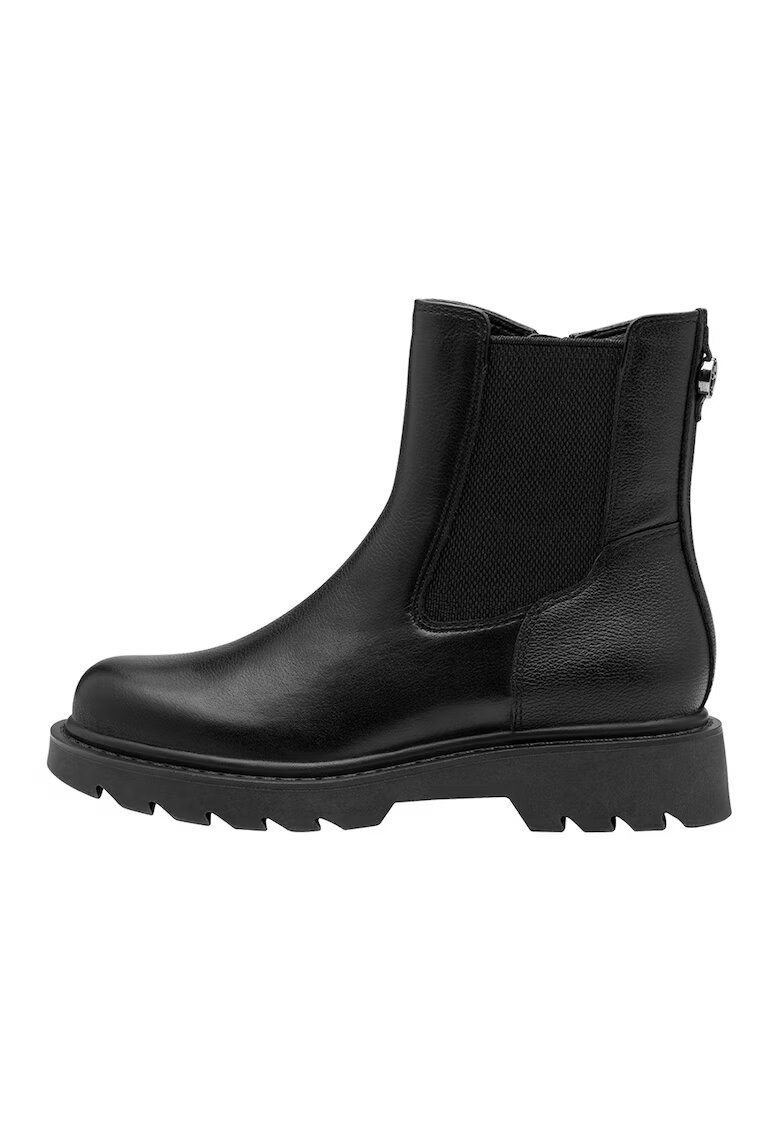 Tamaris Ghete Chelsea de piele - Negru