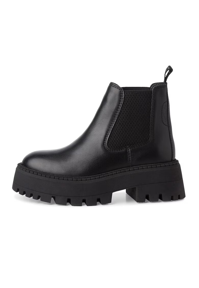 Tamaris Ghete Chelsea de piele - Negru